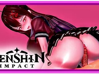 Genshin Impact - Hu Tao In School Uniform Can You Please Her?