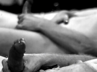 Masturbating and Cumming with Mirror Reflection in Black and White