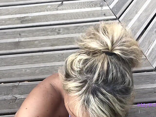 Busty blonde fucked outdoors