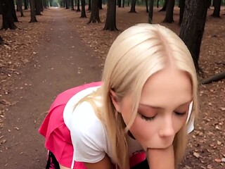Horny AI GF bent in the forest rough fucked by stranger