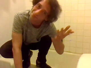 Stripping Buttnaked Peeing in My Mouth & on My Face, Titties and Asshole