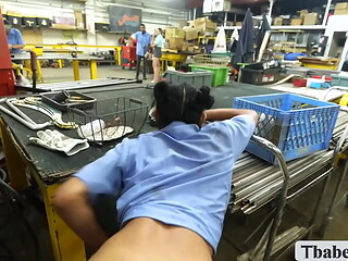 TS Ebony and boss suck the big cock of co worker