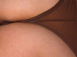 Big Booty Teasing - Panty Fetish - Girl Masturbation Through Wet Thong - Wet Spot