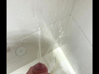 Pissing &amp_ Jerking Off At The Same Time
