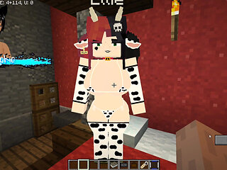 Minecraft Jenny Mod Fapcraft - Ellie, a Goth Dommy Stepmommy with a Cow Bikini and Tasty Milkers