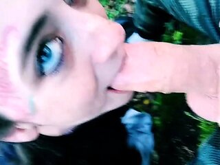 Mountain-side Public Facefuck with a Kinky Couple