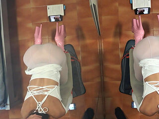 MILF Tied to a Chair and Fucked in the Mouth and Pussy