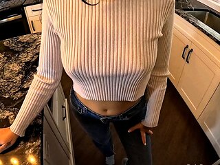 Urine fetish brunette teenie toying with both holes