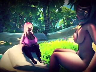 Hentai redhead gives blowjob and having sex