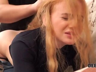 Nick Whitehard fucks teen redhead Russian for debt in rough homemade POV sex