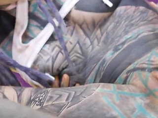 Threesome Anal Only Alternative Dreadlocks Girl Double Anal, Prolapse, Gape