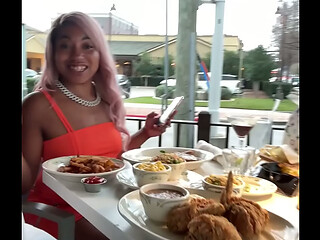 Str8rich and fijii downtown Houston having lunch in the city