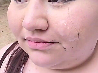 (censored/cut - No People Around) I Love Walking Around in Public with Cum on My Face and Showing off My Huge Ass