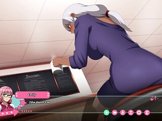 Oral action in a manga visual novel featuring big boobs and tons of fun