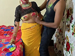 Holi Colour : Dever Bhabhi celebration Holi fuck clear hindi audio