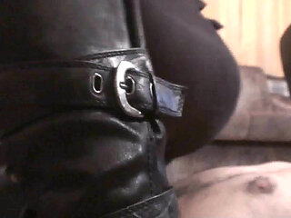 Sitting on slave's face in black pantyhose