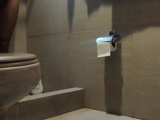 College roommate taking a bath before class