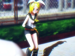 Kagamine Rin Naked Dance In Public - Happy Synthesizer MMD by Chick