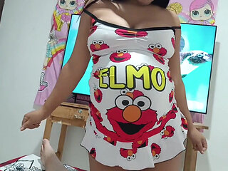 Stepcousin Keli in Her Elmo Pajamas, Wanting to Suck Dick
