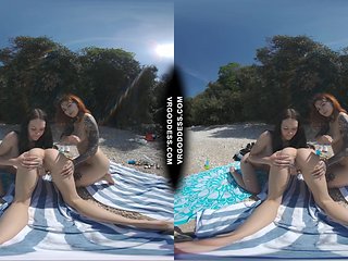 3 Babes On Nude European Beach Mini Lesbian Outdoor Vac...