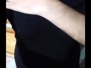 Indian gay Crossdresser Bottom Gaurisissy feeling horny in black dress real homemade sex