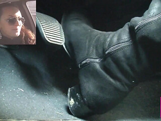 Driving Fast in Black Suede Knee High Boots