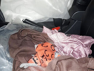 Crossdressing Wearing Wedding Gown While Driving and Cum Inside Gown