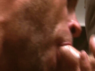 Thirsty for Cum Horny Gay Man Enjoys the Two Cocks of His Muscular Colleagues in a Threesome