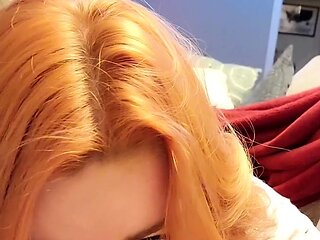 Very yummy amateur redhead blowjob