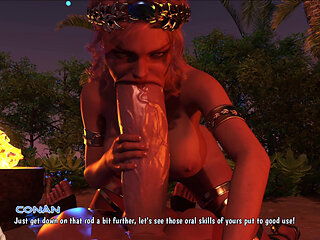 Conan Claims Harmonias Palace Body - Gropes Her Giant Boobs, Then Pounds Both Holes Mercilessly