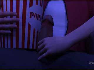 Two Horny 18 Plus Stepsisters Playing with My Cock in Theatre