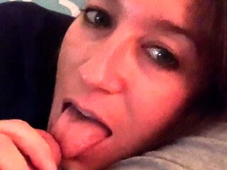 Mature brunette amateur giving a great POV blowjob