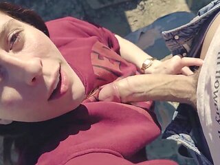 First-time slut wants cock in outdoor deepthroat with a stranger
