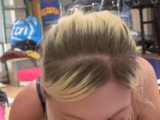 POV Blonde MILF Gives Sloppy Deepthroat Blowjob on Her Knees