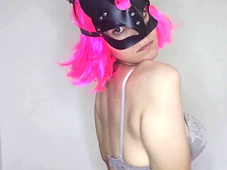 Hear Me Moan as I Masturbate with My Kitty Mask and Tits
