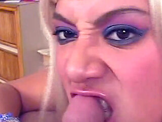 A blonde bombshell can't resist his compact small cock