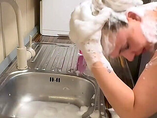 Hair Wash Bent Over the Sink