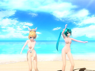 Hatsune Miku &amp_ Rin Summer Idol Project diva Nude Mod Full Nude