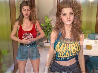 Adult visual novel featuring a seductive mom with big boobs from behind