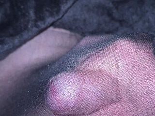 While stepmom takes a bath, BenUse jerks off and cums in her pantyhose