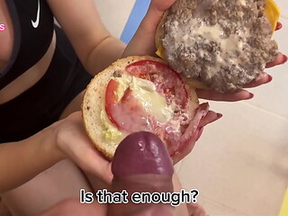 He came in a burger and I fed a colleague