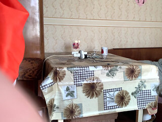 Horny blonde shows big tits