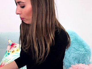 Cute curly brunette solo webcam masturbation