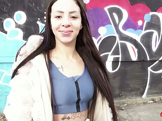 GERMAN SCOUT - Fat Cock Anal Sex at Pick Up Casting for Skinny Latina Giih Spanic