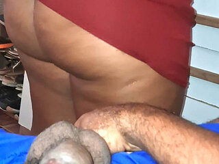 This maid waited for my wife to come out to tease me, I couldn't resist in that ass