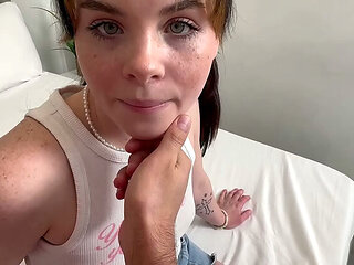 Shy Girlfriend Cheats with Roommate - Tight Pussy Creampie & Squirting - Lola Valentine