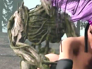 Tree monster fucks witch