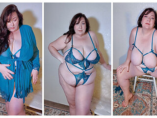 Sexy Plump Brunette BBW MILF Shows off Curves in Lingerie