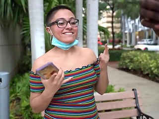 Nerdy Glasses Buzz Cut White Girl Sucks and Fucks Massive Black Dick
