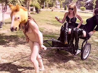 Pony girl training - Whipping hard LEZDOM
